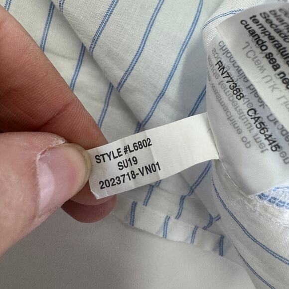 J.Crew‎ Top Womens Large White River Stripe Seacoast Tie Front Button Up Shirt - Picture 5 of 8